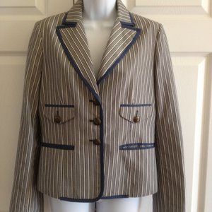BCBG Maxazria Blue White Striped Cotton Jacket S
